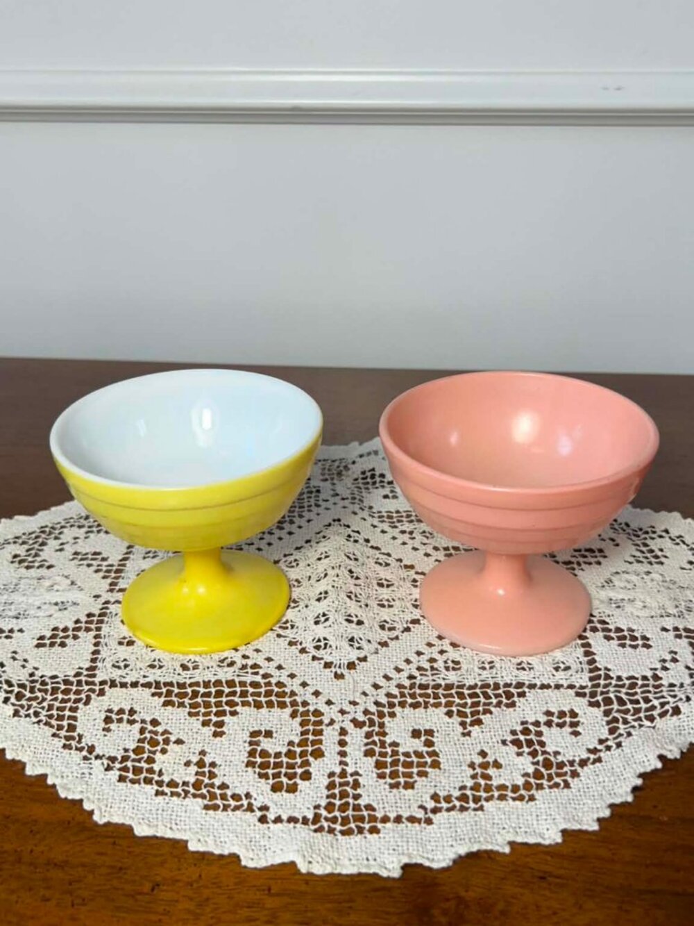 Hazel Atlas Moderntone Platonite footed sherbet cups